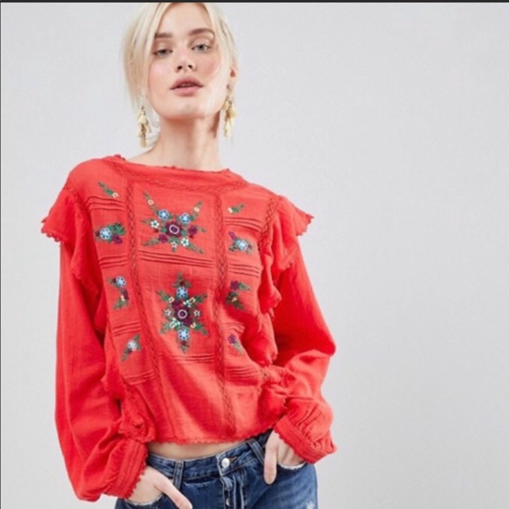 Free People ‘Amy’ Embroidered Top